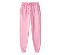 ShitouJi Pantalon de jogging pour femmes avec taille élastique unie, pantalon de survêtement décontracté rembourré unisexe avec poches, rose, L