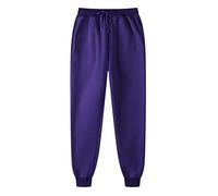 SHITOUJI Pantalon de survêtement uni à taille élastique pour femme - Unisexe - Pantalon de jogging rembourré décontracté avec poches, violet, XXXL