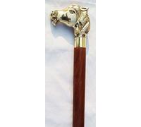 Shiv Shakti Enterprises Canne en bois avec tête de cheval en laiton massif