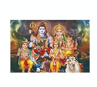 Shiva Parvati Ganesha Art Indien Dieu Hindou Figure Peinture sur Toile Affiche Religieuse Et Impression Photo Murale pour Décor De Salon (2,40_x_60_cm(sans Chassis))