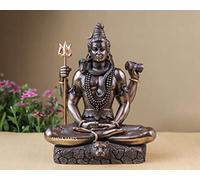 SHIVAJI ARTS Statue de Shiva, 21 cm en bronze, méditant le Seigneur Shiva Idol, Shiv, Siva, Adiyogi. Dieu hindou du yoga, de la danse, des arts, de la méditation, du temps et de la destruction.