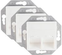 shiverpeaks ®-BASIC-S-boîte de raccordement réseau pour Keystone, 2-fois avec sortie inclinée seulement avec plaque de centrage 50x50mm--VE3 (BS74282-50-3)