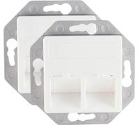 shiverpeaks ®-BASIC-S-boîte de raccordement réseau pour Keystone, 2-fois avec sortie inclinée seulement avec plaque de centrage 50x50mm--VE2 (BS74282-50-2)