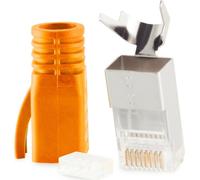 shiverpeaks ®-BASIC-S- Connecteur modulaire RJ45 SET pour câble de pose jusqu'à AWG 23, connecteur avec décharge de traction, aide à l'introduction et douille, orange UE 1 (BS72067-O)