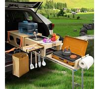 SHIWAGIN Overland Kitchen Table de camping avec tiroir pour VUS / coffre / rangement jusqu'à 2 brûleurs Réchaud de camping pliable et extractible