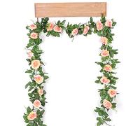 Shiwaki 2 pièces 200 cm / 78 Pouces Artificielle Rose rotin Fleur Artificielle Soie Fleur en Plastique Fleur Plante Fond de Mariage décoration de la Maison-Champagne
