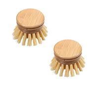 Shiwaki 2 pièces Brosse à Vaisselle de Cuisine en Bambou Brosse de Nettoyage en Bambou Naturel Brosse à Vaisselle Naturelle pour Fournitures de Nettoyage de Salle de Cuisine
