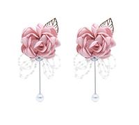 Shiwaki 2pcs Fournitures de Mariage décoration Fille Demoiselle d'honneur boutonnière Bal fête boutonnière Cadeau de décoration de Mariage (Champagne)