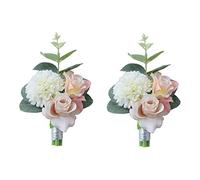 Shiwaki 2pcs Fournitures de Mariage décoration Fille Demoiselle d'honneur boutonnière Bal fête Corsage décoration de Mariage Cadeau (Rose)