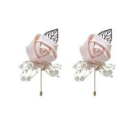 Shiwaki 2pcs Fournitures de Mariage décoration Fille Demoiselle d'honneur boutonnière Bal fête Corsage Cadeau de décoration de Mariage (Rose d'eau)