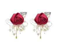 Shiwaki 2pcs Fournitures de Mariage décoration Fille Demoiselle d'honneur boutonnière Bal fête Corsage décoration de Mariage Cadeau (vin Rouge)