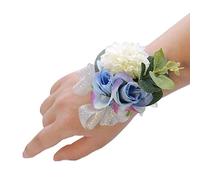 Shiwaki 2pcs Fournitures de Mariage décoration Fille Demoiselle d'honneur Poignet Fleurs Bal fête Poignet Fleurs Mariage décoration Cadeaux (Bleu)