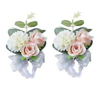 Shiwaki 2pcs Fournitures de Mariage décoration Fille Demoiselle d'honneur Poignet Fleurs Bal fête Poignet Fleurs Mariage décoration Cadeaux (Rose)
