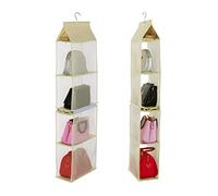 Shiwaki 4 Poches Sac à Main Rangement Placard Armoire Compartiment Pochette Sac Suspendu Organisateur Titulaire pour Salon Chambre Armoire (Beige)