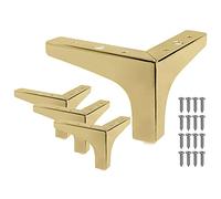 Shiwaki 4pcs Pieds de Meubles de 4 Pouces,Meubles de Style Moderne Pieds de canapé en métal Pieds triangulaires pour Chaise de canapé Armoire Armoire de Table (doré)