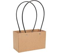 Shiwaki 5pcs Kraft Paper Flower Gift Bags Bouquet Bags Box Waterproof Brown Paper Carrier Bags with Handle Tote Bags for Birthday Wedding Party Favors - Brown