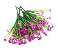 Shiwaki 5Pcs Plante Artificielle 7 Broches Printemps Herbe gypsophile Bouquet décoration pour intérieur extérieur Suspendu jardinière Mariage Ferme décor (Fuchsia)