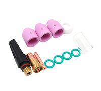 Shiwaki Lot de 12 buses TIG en alumine avec pince pour lentille à gaz 3/32" 2,4 mm #10 Pyrex Cup consommables pour soudage TIG WP 17 18 26