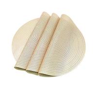 Shiwaki Lot de 4 Sets de Table Ronds, diamètre de 15 Pouces, antidérapant, Lavable, Tapis de Table en PVC, résistant à la déchirure, résistant à la Chaleur, napperon Anti-saleté - doré