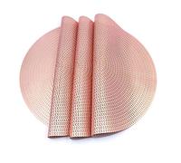 Shiwaki Lot de 4 Sets de Table Ronds, diamètre de 15 Pouces, antidérapants, lavables, Tapis de Table en PVC, indéchirable, résistant à la Chaleur, napperons Anti-salissures - Rose doré