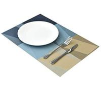 Shiwaki Lot de 6 Sets de Table Motifs géométriques 18 x 12 Pouces, antidérapants, lavables, Tapis de Table en PVC, résistants à la Chaleur, et lavables pour la Cuisine - Bleu