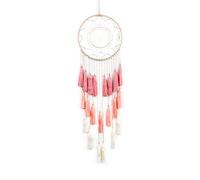Shiwaki Macramé Dream Catchers pour Chambre à Coucher Tassel Tenture Murale à la Main Dreamcatchers Home Decor avec Ornement Artisanat Cadeau de bénédiction (Rose Rouge)