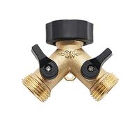 Shiwaki Répartiteur de Robinet en Y 3/4 ", répartiteur de Tuyau d'arrosage, vanne en Y, collecteur de Robinet à Deux Voies en Laiton avec vannes d'arrêt à Prise Confortable