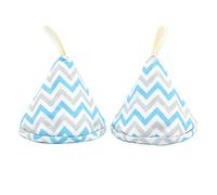 Shiwaki Une Paire 4.3inch Triangle Pratique Gants De Four en Coton Mignon pour Couvercle De Pot Gants Anti-br?lure Cuisson Cuisson Poignée Gants De Four - Motif De Vague Bleue