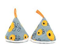 Shiwaki Une Paire 4.3inch Triangle Pratique Gants De Four en Coton Mignon pour Couvercle De Pot Gants Anti-br?lure Cuisson Cuisson Poignée Gants De Four - Fleur Jaune