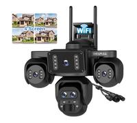 SHIWOJIA 20MP Camera Surveillance WiFi Exterieure avec Cinq Objectif, 10X Zoom Hybride, 2.4GHz WiFi, Vision Nocturne Couleur, Détection de Mouvement, Audio Bidirectionnel, Stockage SD/Cloud, IP66