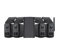 SHIWOJIA 4 Kit Camara Vigilancia WiFi avec Home Hub, Halow WiFi Camara Exterior Solar, Visión Nocturna, Audio Bidireccional, Detección de Movimiento PIR, Sin Costo Mensual