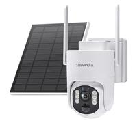 SHIWOJIA 4G LTE Camera Exterieur Solaire avec Carte Sim, Camera Exterieur sans Fil Vision Nocturne Couleur DéTection Humaine Audio Bidirectionnel 360° PTZ IP65