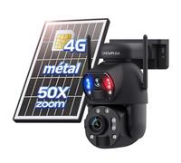 SHIWOJIA 4G LTE Caméra Solaire en Métal【Double Objectif】 avec Carte Sim, 12000mAh 50X Camera Extérieure sans Fil, Détection de Personne 6MP Inclinable 355°/100°, 50M Vision Nocturne IP66