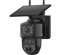 SHIWOJIA 4G LTE Caméra Solaire【Triple lentille】 avec Carte Sim, 7800mAh 12MP Camera Extérieure sans Fil, Zoom Hybride 15X, Détection de Personne, 6MP Camera 4G PTZ avec Vision Nocturne Couleur, Noir