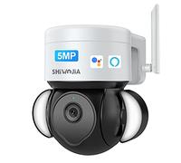SHIWOJIA Caméra de sécurité extérieure- Fonctionne avec Alexa Tuya Smart Camera 5MP - Vision nocturne - Audio 2 voies - Étanche IP66 - Enregistrement d'alarme et accès multi-utilisateurs