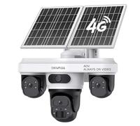SHIWOJIA Caméra de sécurité solaire AOV 4G LTE 24h/24, 7j/7, 360° avec carte SIM, batterie sans fil CCTV avec détection de mouvement PTZ, sirène lumineuse instantanée alerte, étanchéité IP66