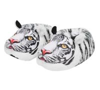 SHIXIAOSHU Pantoufles moelleuses hippopotame et éléphant - Grandes pantoufles chaudes pour la maison | Pantoufles d'intérieur antidérapantes à semelle souple, Blanc/tigré, 40.5/42.5 EU