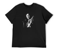 SHIXUED Georges Brassens T-Shirt Chanteur Francais Cotton Black Size S to 3XL Guitare 3XL