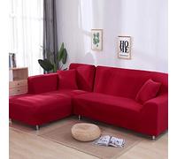 SHIYANTQ Lot de 2 housses de canapé élastiques en élasthanne de couleur unie pour canapé d'angle ou chaise de salon, rouge