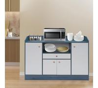 Shiyinge 110 x 30 x 80 cm - Meuble de rangement - Buffet de rangement - Pour cuisine, salon, thé, cuisine - 5 compartiments ouverts + 1 tiroir - Charge totale : 25 kg - Bleu