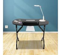 Shiyinge Table de Manucure Pliable - Portable et Moderne pour Reconstruction des Ongles - Avec Ventouse - Beauté et Soins (Noir)