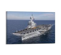 SHJNGU Poster de porte-avions à propulsion nu ire Charles De Gaulle R91 - Impression sur toile - Décoration murale moderne pour chambre à coucher - 20 x 30 cm