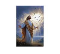 SHJNGU Poster décoratif sur toile représentant le Christ Jésus, embrasse la lumière, affiche murale et image d'art moderne pour chambre à coucher (30 x 45 cm)