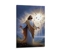SHJNGU Poster décoratif sur toile représentant le Christ Jésus, embrasses de lumière, affiche et image d'art moderne pour décoration murale familiale (50 x 75 cm)