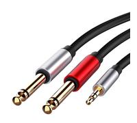 shjxi 3.5mm to 1/4 Cable, Stereo Mono Splitter, Reinforced Nylon Jacket, 1.5m Flexible Length, Audio Adapter Cord for Live Performance, Studio, Dj, Home Use, 6.35mmx2
