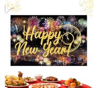 shjxi Bannière « Happy New Year » - Décoration de fête festive - Support de pour 2026 - Pour la maison, le salon, le garage, le jardin, l'école, le bureau, la ferme - photo