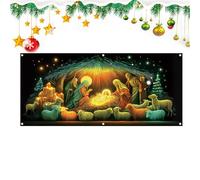 shjxi Décoration de porte pour Noël | Scène de Jésus fluorescente comme de porte d'entrée | de photographie pour enseigne, pour l'intérieur et l'extérieur, la maison, l'hiver, la ferme, le