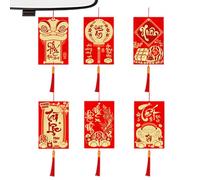 shjxi Décorations du Nouvel an Chinois 2026 | 6 Pièces Rouge Vietnamien 2026 - Ornements pour Le Nouvel an du Cheval | pour en Pot Bibliothèque Maison Entrée Arbre Mur Fenêtre