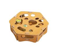 shjxi Griffoir interactif en bois pour chat - Lime à ongles - Jouet de jeu pour toilettage des pattes - Boîte d'activités de toilettage avec trois boules cloches pour chaton - Soulage l'ennui - Jouet