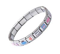 shjxi Italian Modular Bracelet, Stainless Steel Handmade Bracelet, Fashion Jewelries Components, Stylish Jewelry for Travel and Camping Accessory, Elegant Banquet, Dating Wear, 6.89x6.89x0.35 Inches